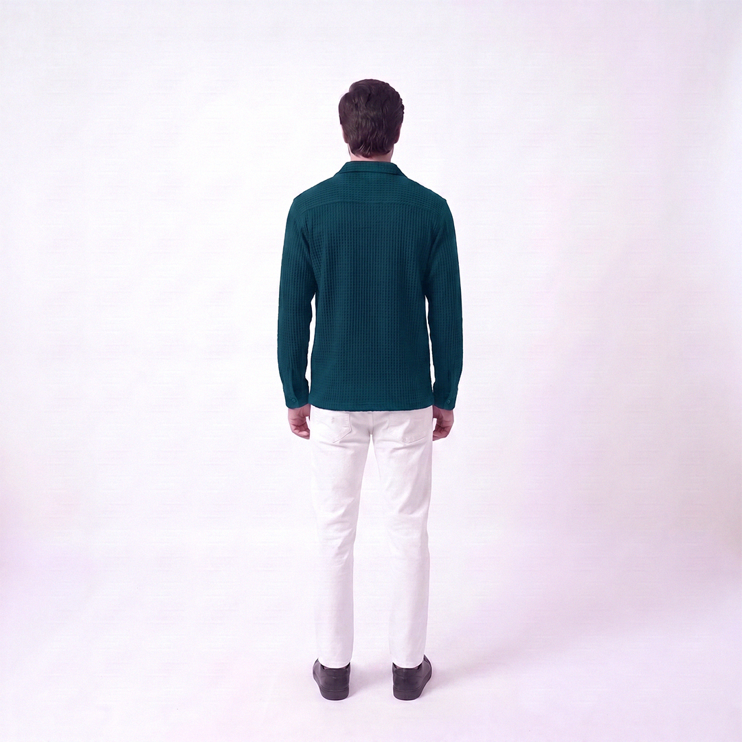Waffle Knit Button Down Polo Zinc (002)