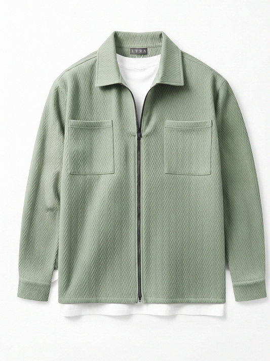 Flat Knit Zip Up Polo Matcha (003)