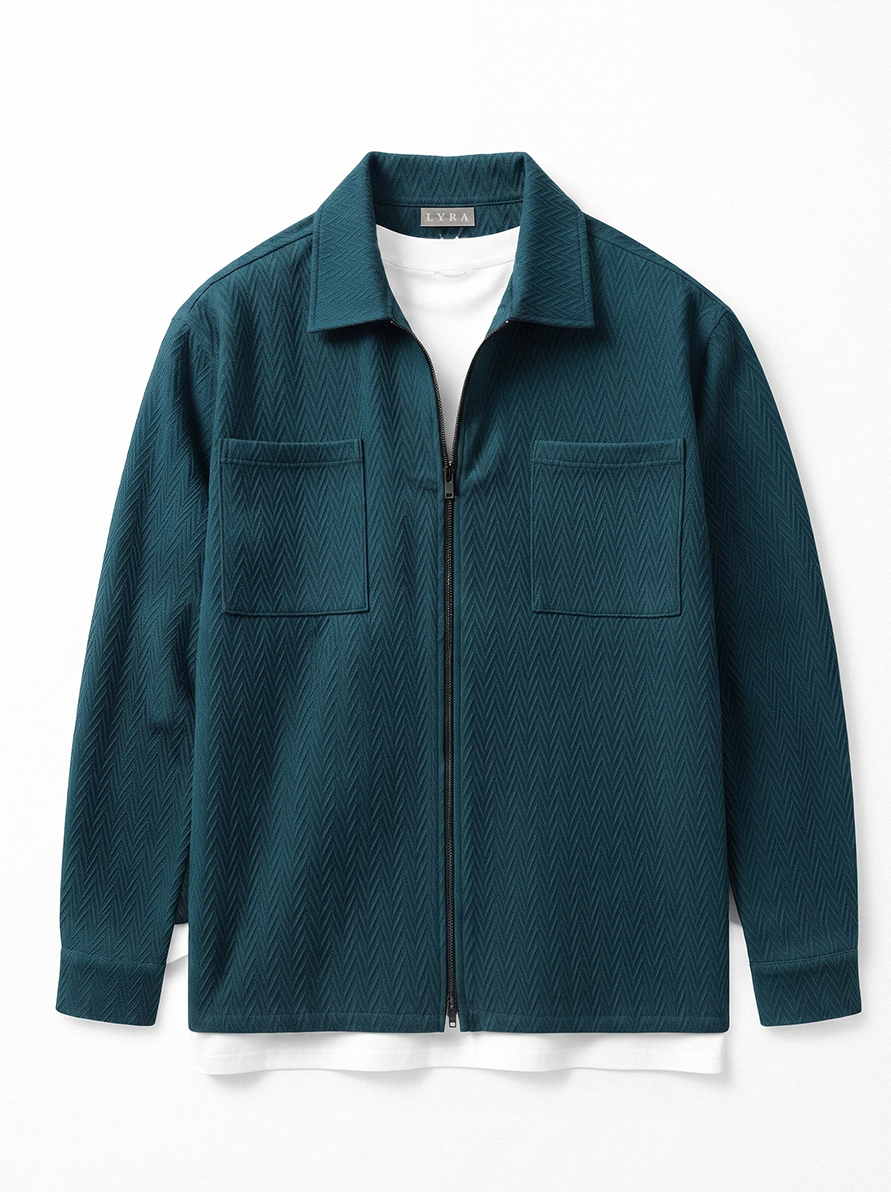 Flat Knit Zip Up Polo Blue (003)
