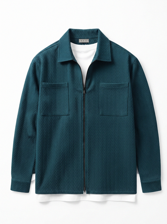 Flat Knit Zip Up Polo Blue (003)