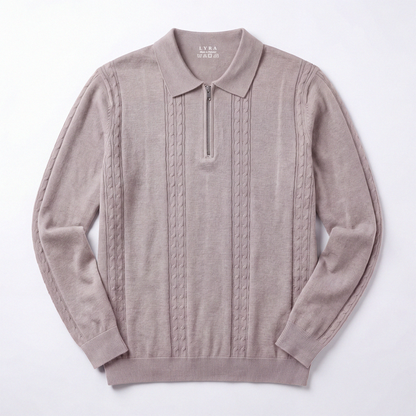 Cable Knit Zip Polo Grey (004)