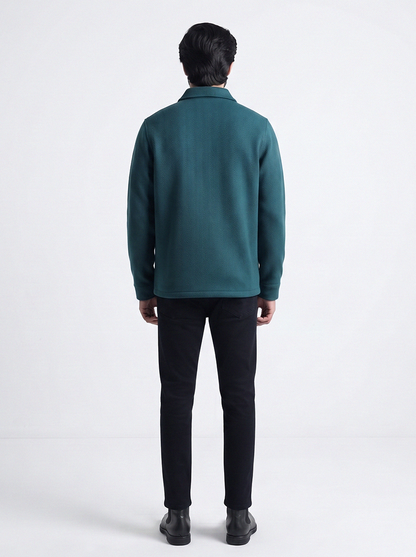 Flat Knit Zip Up Polo Blue (003)