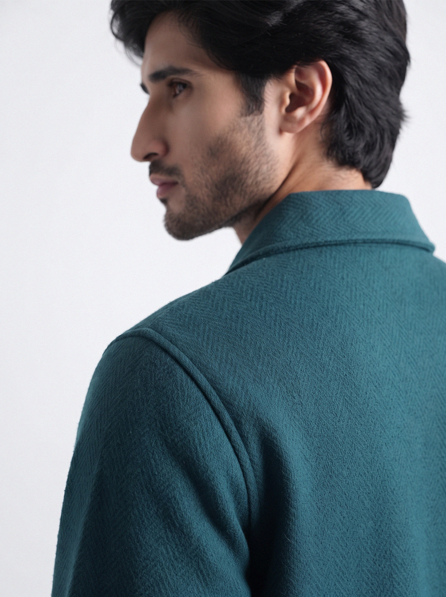 Flat Knit Zip Up Polo Blue (003)