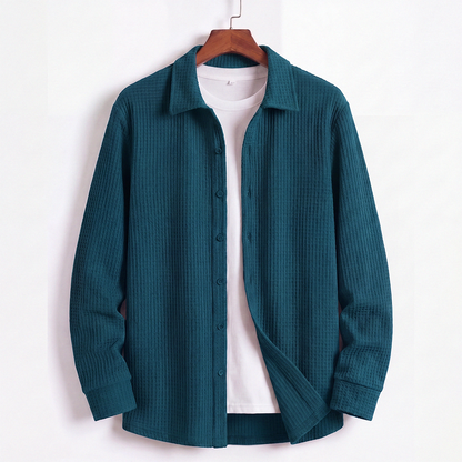 Waffle Knit Button Down Polo Zinc (002)