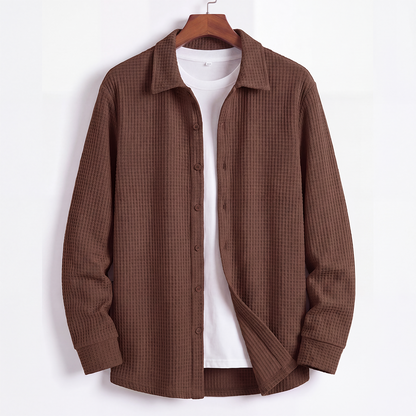 Waffle Knit Button Down Polo Brown (002)