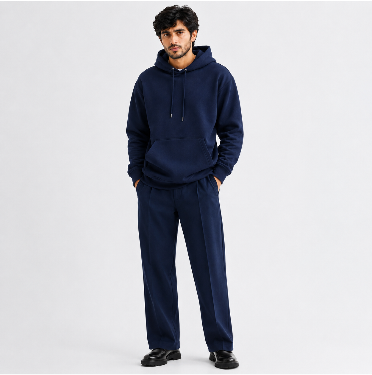 Loose Fit Hoodie Navy Blue (005)