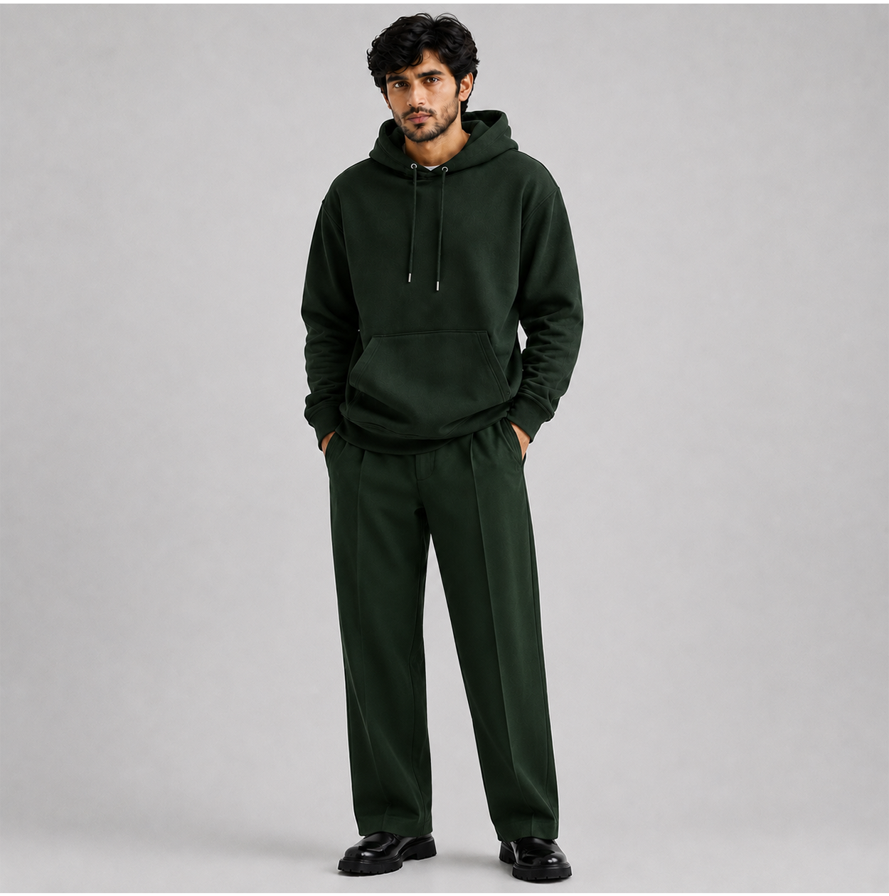 Loose Fit Hoodie Pine Green (005)