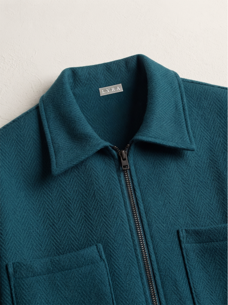 Flat Knit Zip Up Polo Blue (003)