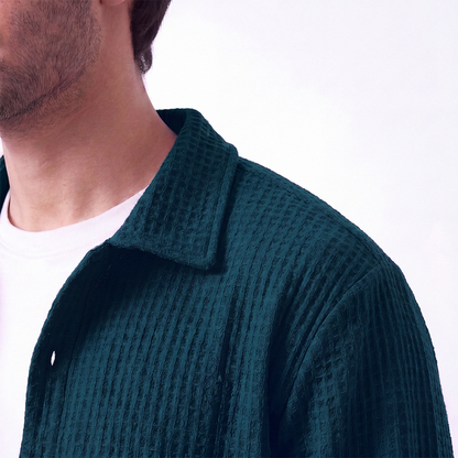 Waffle Knit Button Down Polo Zinc (002)