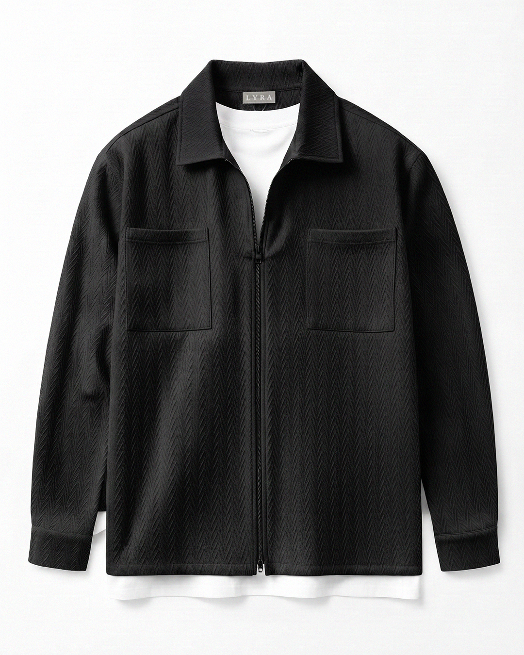 Flat Knit Zip Up Polo Black (003)