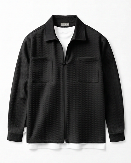 Flat Knit Zip Up Polo Black (003)