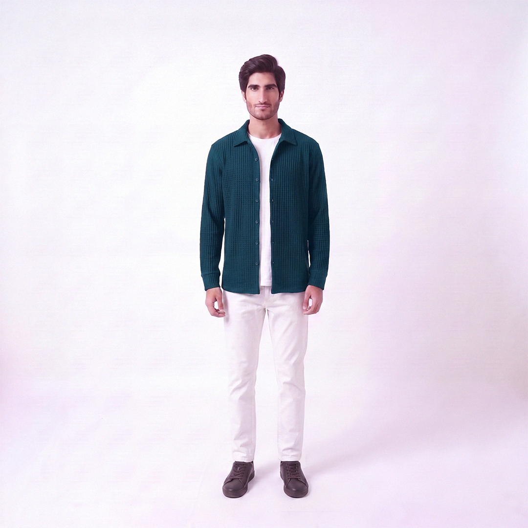 Waffle Knit Button Down Polo Zinc (002)