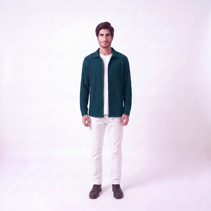 Waffle Knit Button Down Polo Zinc (002)