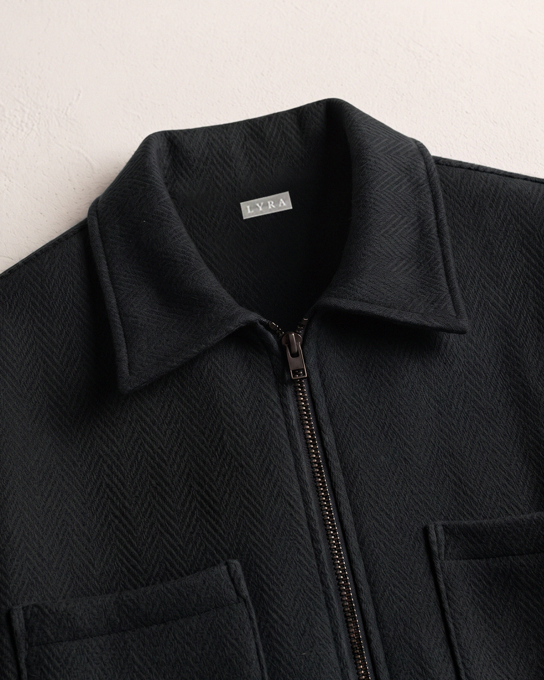 Flat Knit Zip Up Polo Black (003)