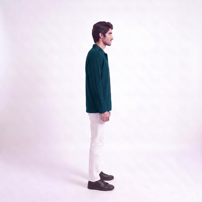 Waffle Knit Button Down Polo Zinc (002)