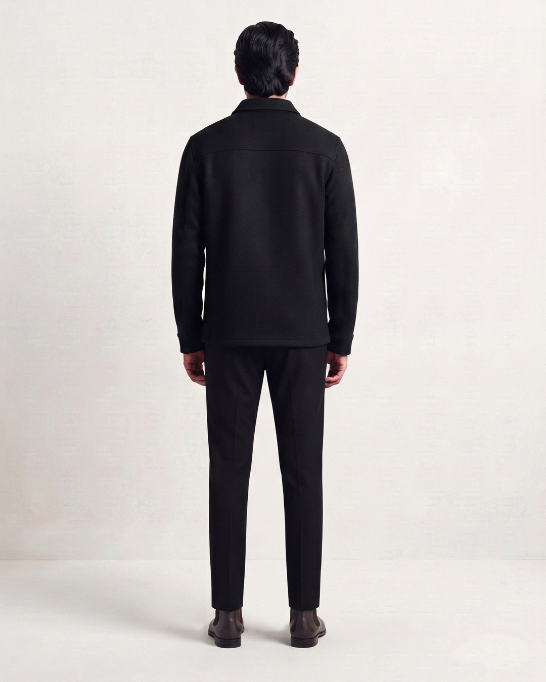 Flat Knit Zip Up Polo Black (003)