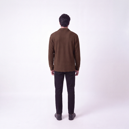 Waffle Knit Button Down Polo Brown (002)