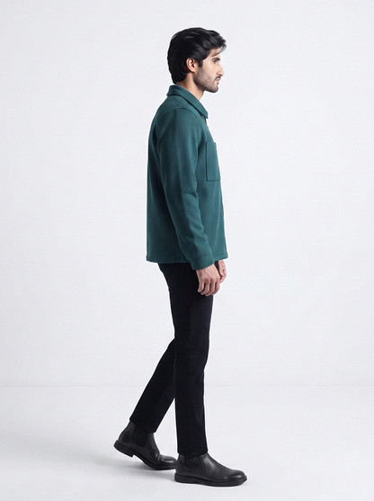 Flat Knit Zip Up Polo Blue (003)