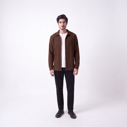 Waffle Knit Button Down Polo Brown (002)