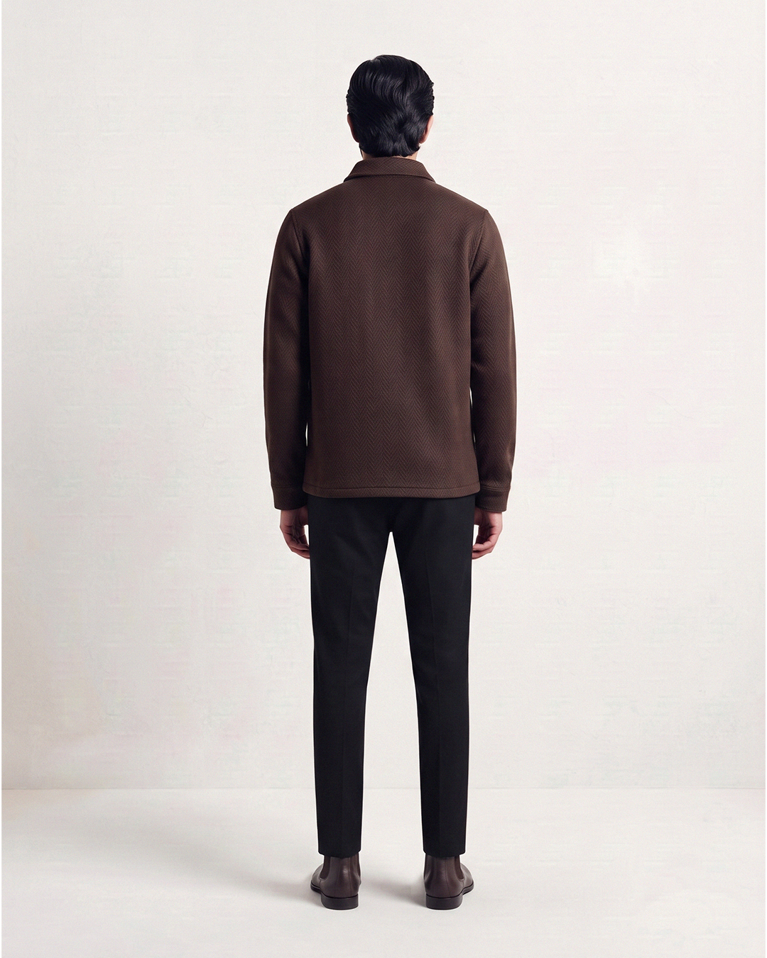 Flat Knit Zip Up Polo Brown (003)