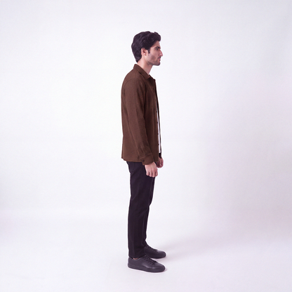 Waffle Knit Button Down Polo Brown (002)