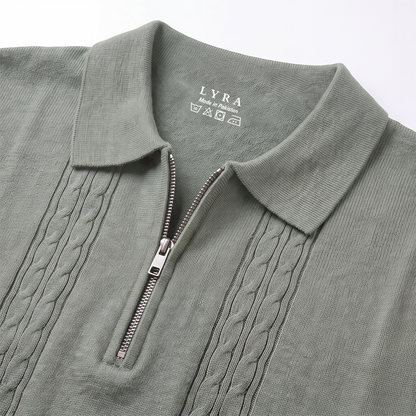 Cable Knit Zip Polo Matcha (004)